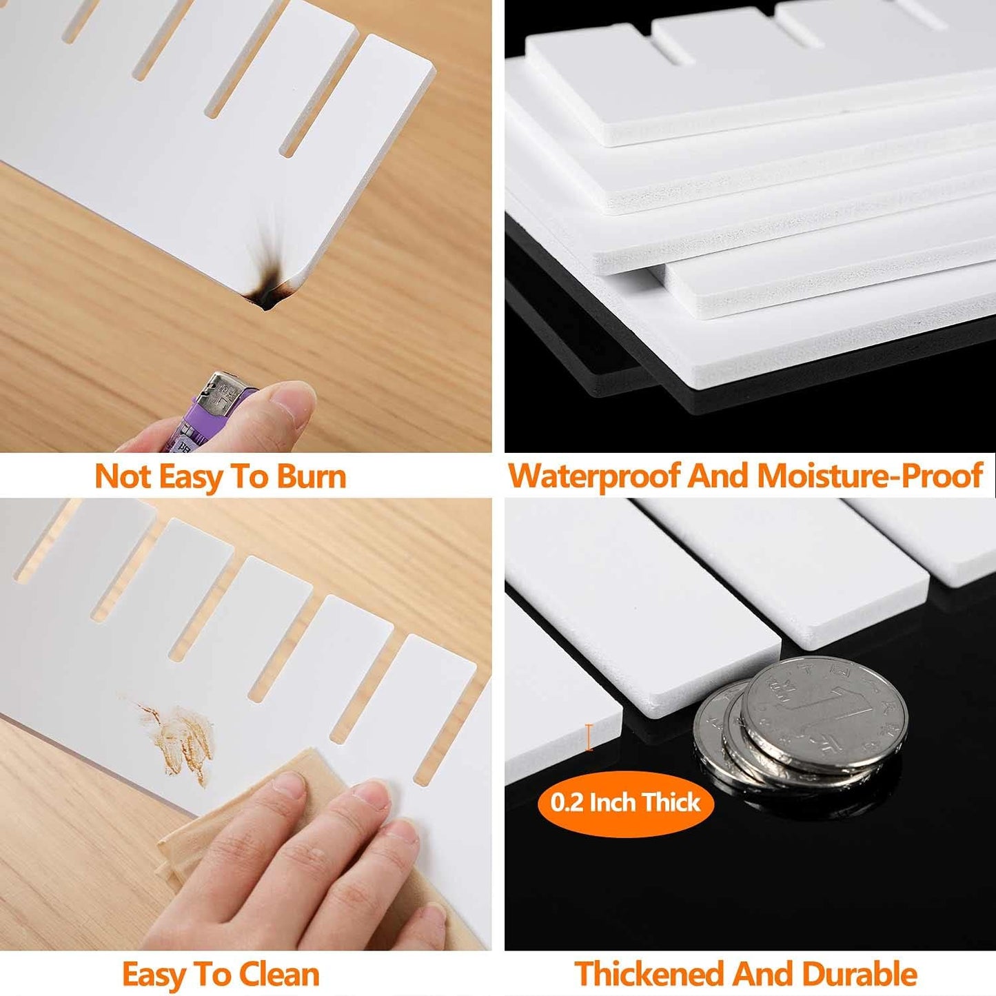 8Pcs Drawer Dividers, 12.6" x 2.76", Thick, DIY Organizer Separator, Large Adjustable Dresser Drawer Organizer for Clothes, Bedroom, Bathroom, Kitchen Cutlery, Desk, Office Storage