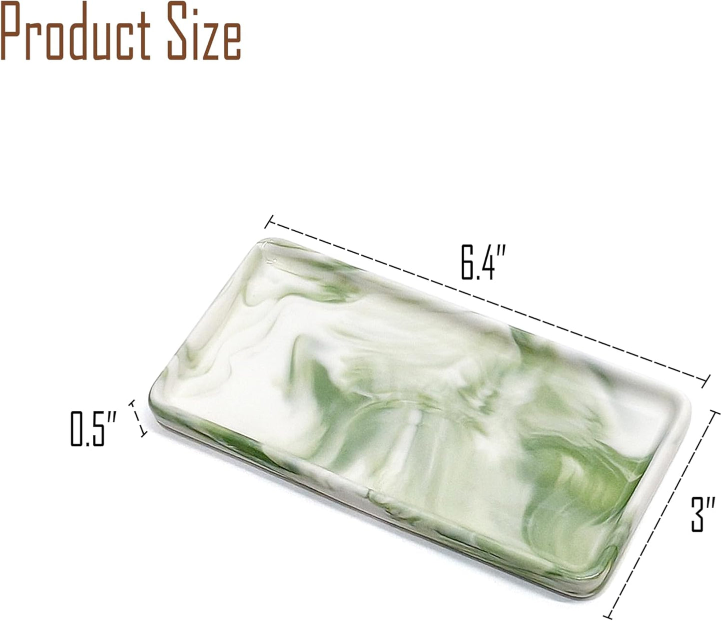 6.4" Porcelain Small Bathroom Tray, Ceramic Countertop and Vanity Tray for Cosmetics, Perfume, Jewelry, Candle - Kitchen Soap Tray for Kitchen Counter (Green)
