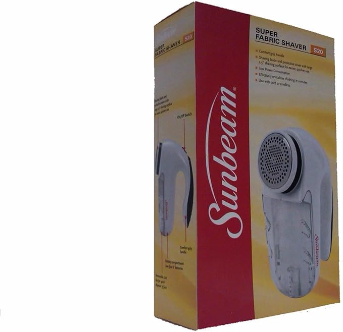 Sunbeam S20 Professional Electric Fabric Garment Defuzzer Sweater Shaver Best Fuzz Pill Bobble Remover for Fleece Curtains Clothes
