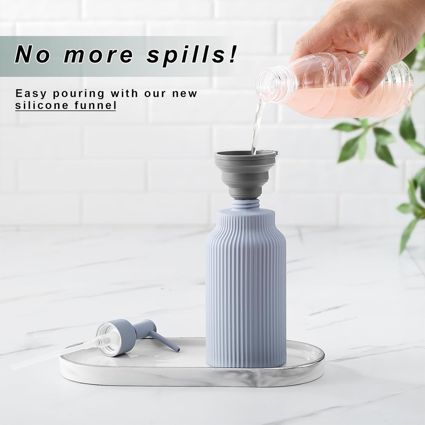 Modern Matte White Soap Dispenser for Bathroom,14oz Ceramic Soft Touch Hand Lotion Dispenser with Pump,Liquid soap Dispenser for Kitchen Rubber Paint (Blue)