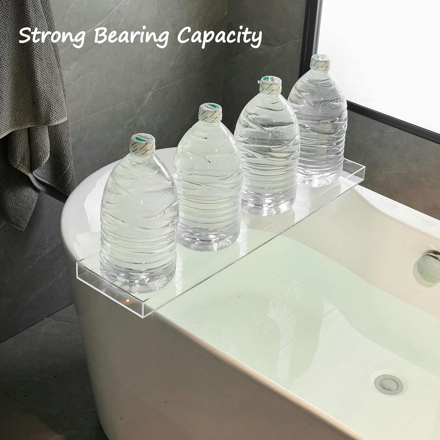 SHUNLI Clear Bathtub Caddy Tray, Bath Tub Tray Shelf Table, Bathroom Shower Caddy Tray, Acrylic