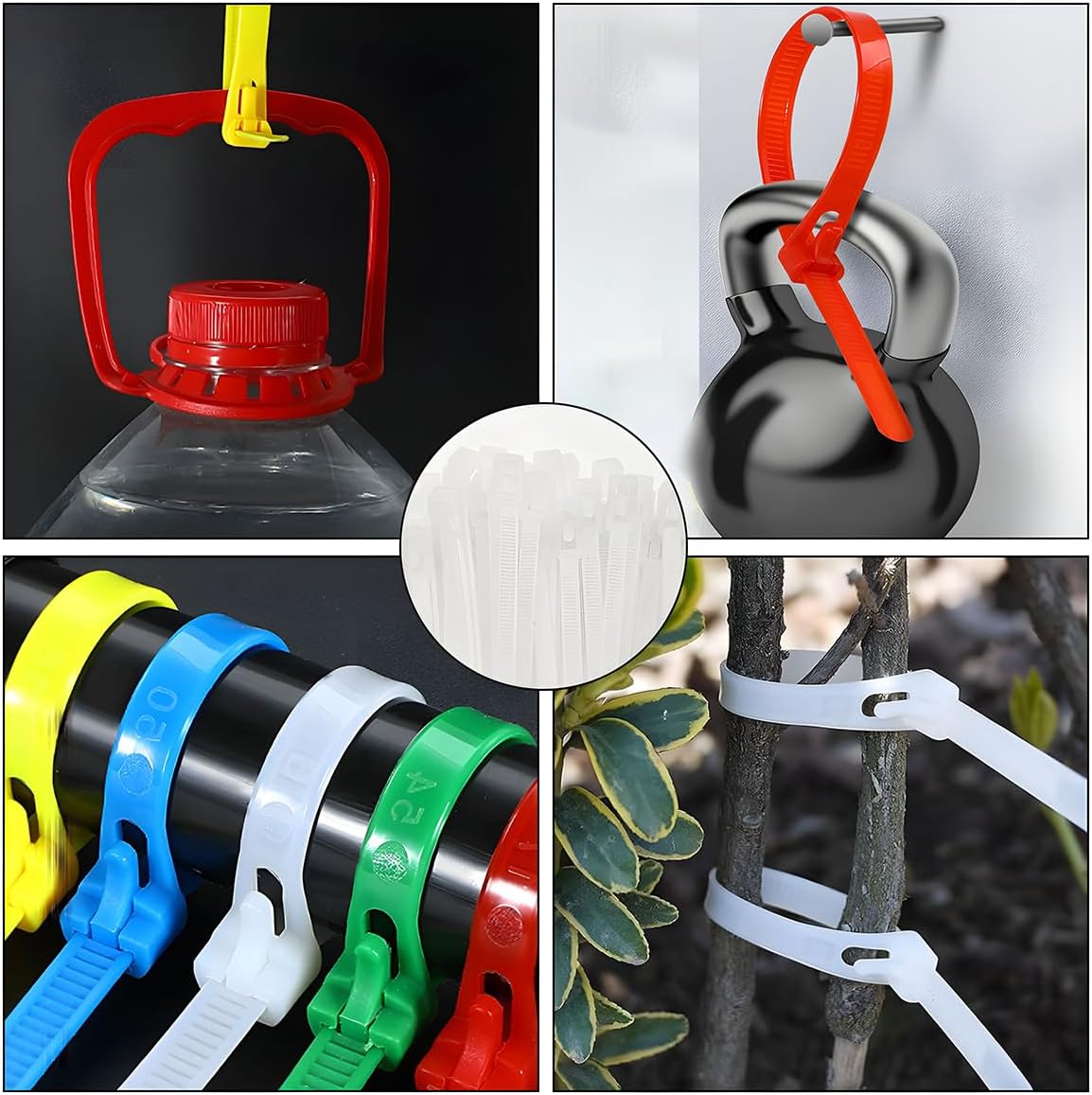 Reusable Cable Ties 6 Inch 250 PCS White Heavy Duty, Releasable Adjustable Nylon Zip Ties with 36lbs Tensile Strength for Indoor and Outdoor Multipurpose Use