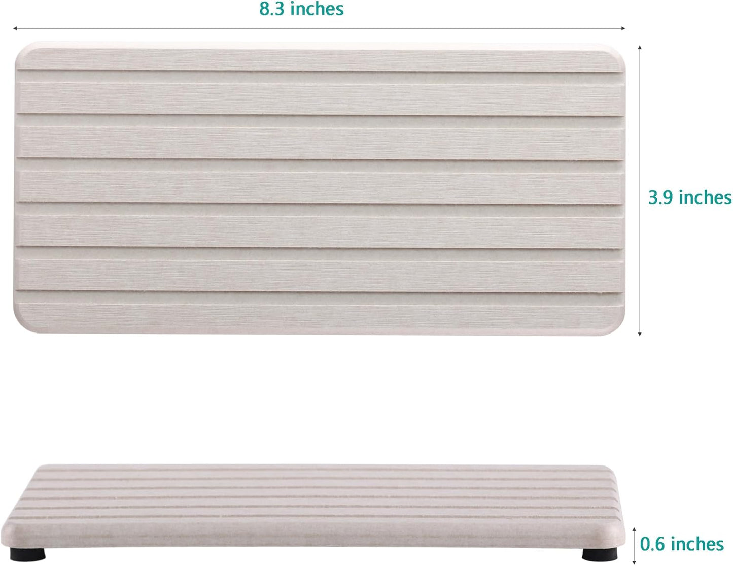 2 PCS Water Absorbent Diatomite Coasters Rectangle, Grooved Design, Water Absorbing Stone Used for Hand Soaps & Plants & toiletries in The Modern Home