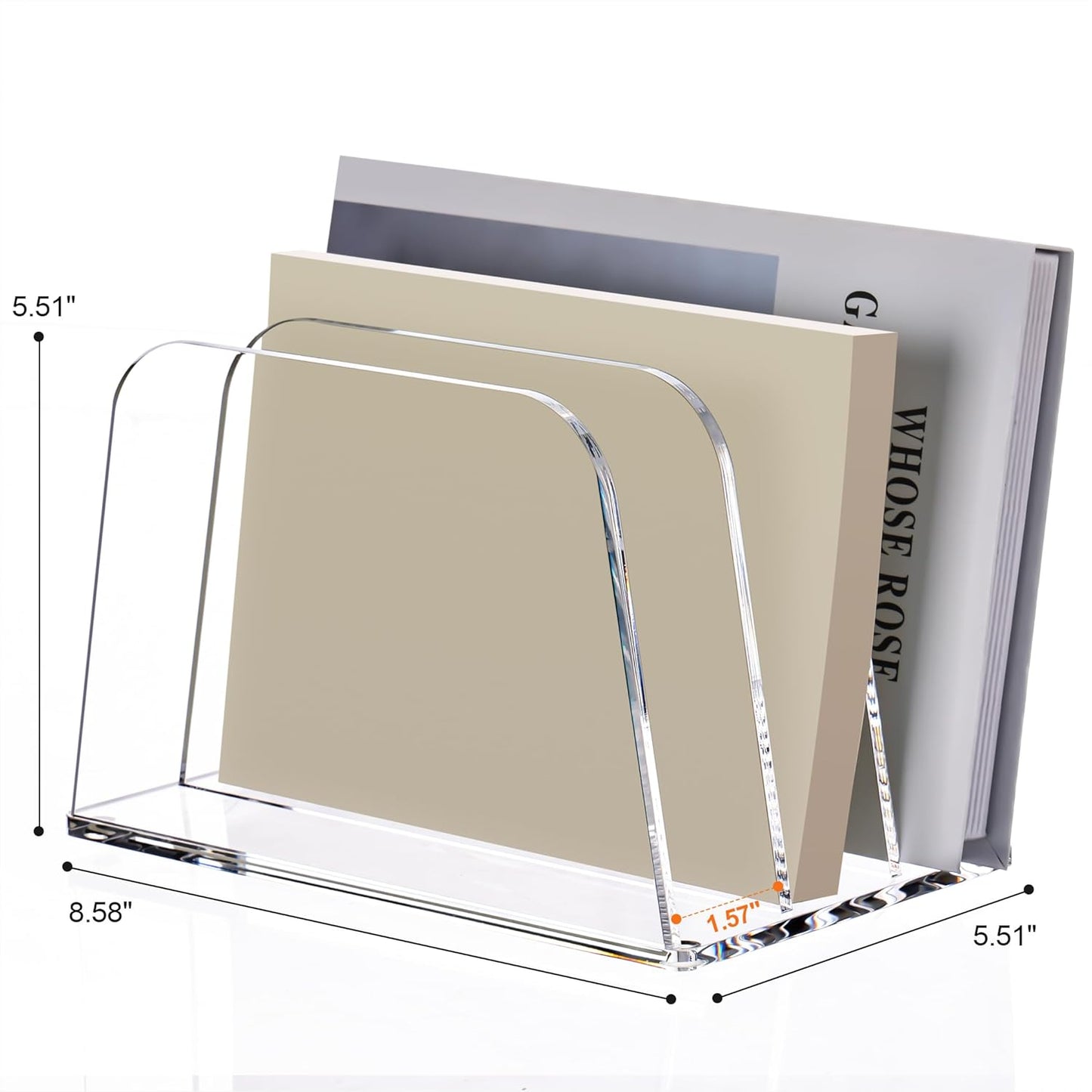 YUXUN Clear Acrylic Desktop File Sorter Organizer,Upright File Organizer, 3-Section Bookshelf for Home Office & Classroom