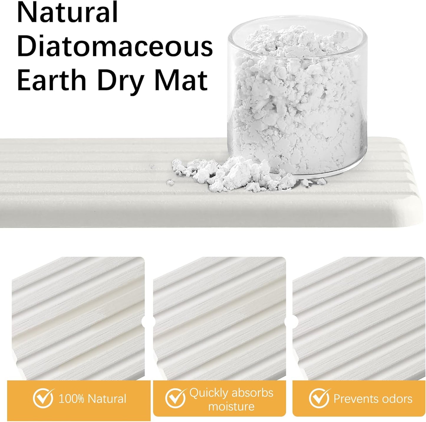 Bathroom Counter Organizer,Perfume Tray,Stone Drying Mat for Kitchen Counter,9.7" x 4.2"x 3.2", Ideal for Bathroom Organizers and Storage, Vanity, Skincare, Present, and More,2PCS White