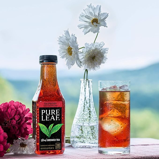 Pure Leaf Iced Tea, Raspberry, Real Brewed Tea, 18.5 Fl Oz Bottles (Pack of 12)