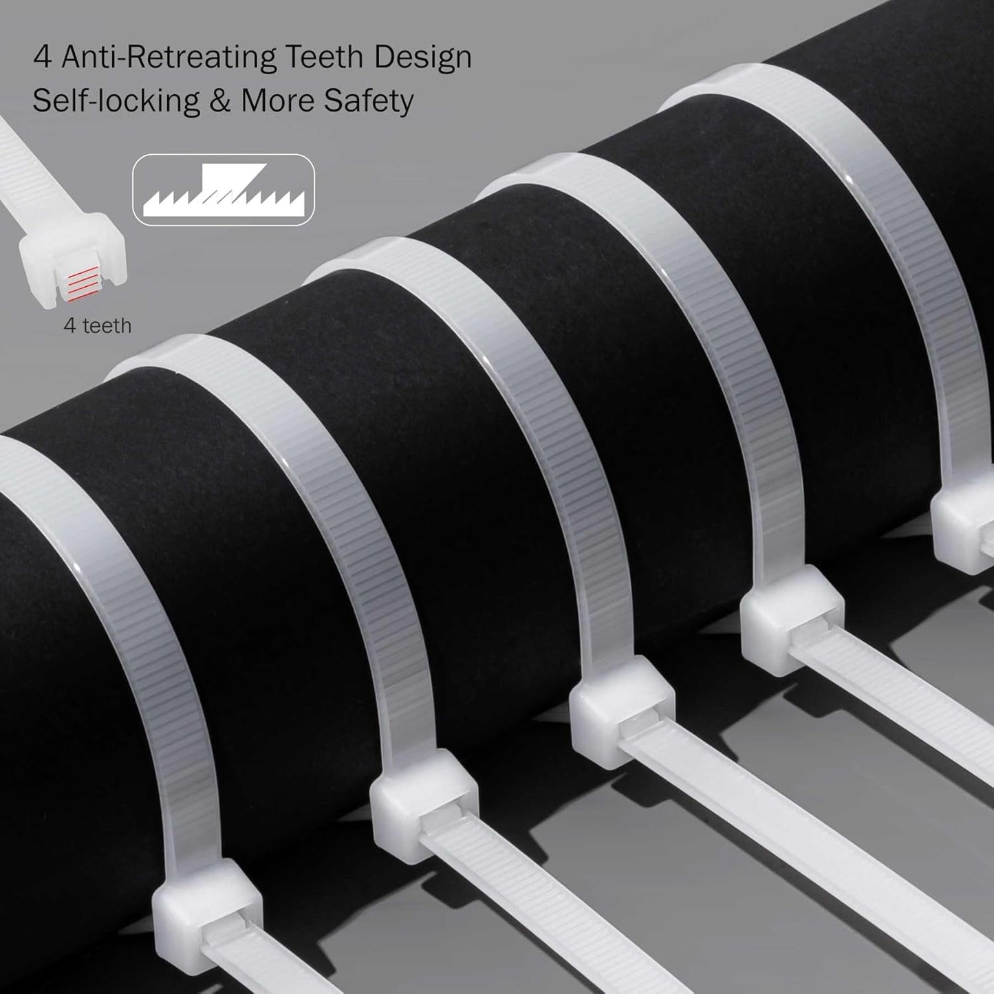 Cable Zip Ties 100 Pack, 12 Inch Zip Ties Heavy Duty, 120lbs Tensile Strength Wire Ties, White Cord Organizer for Indoor and Outdoor. By LOKANG