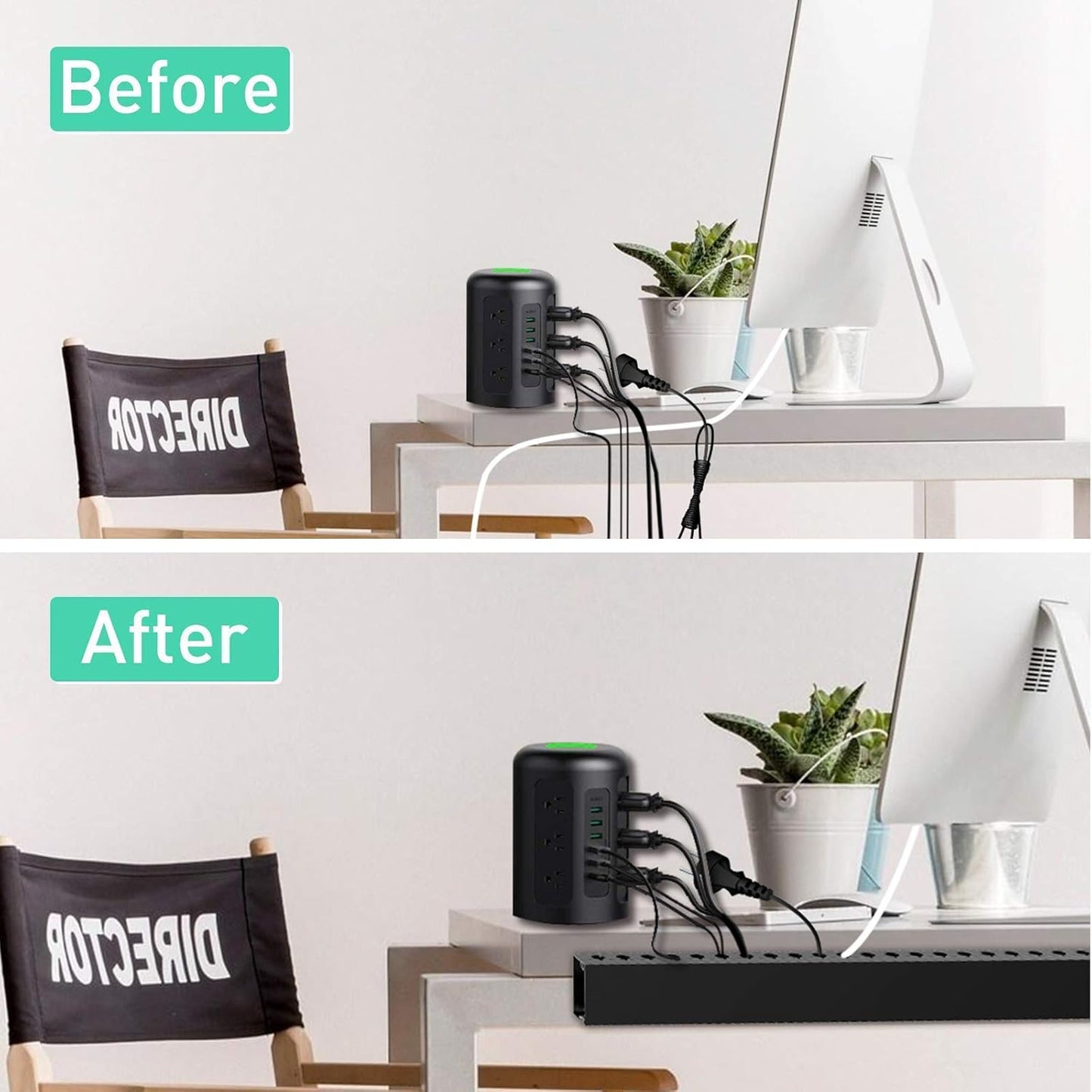 Updated Cable Raceway Kit - 31 (2X15.4) Inch Open Slot Wire Covers for Cords, Under Desk Cable Management System to Hide Under Desk/Tv/Computer/Net/Power Cords, (Pack 2)