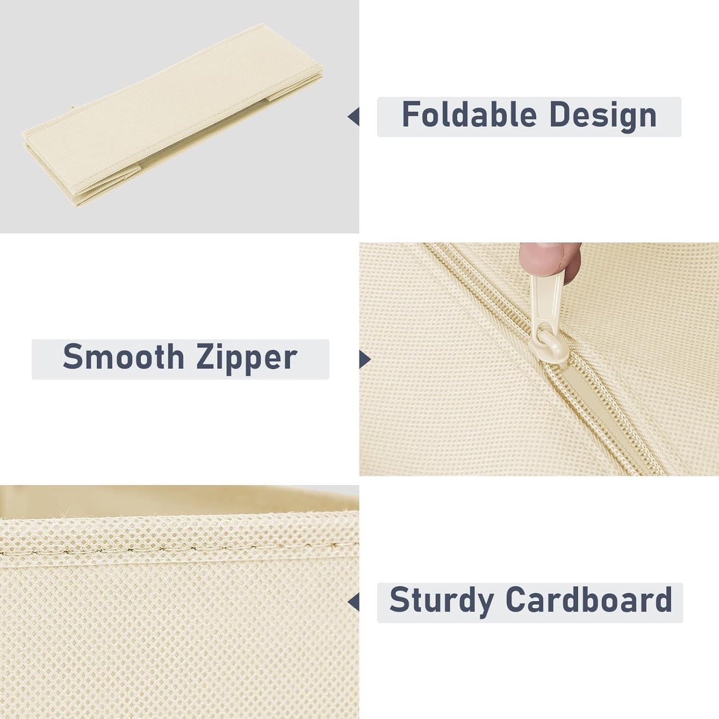 DIMJ Drawer Organizer Clothes 16 Pack - Foldable Baby Organizers and Storage & Dresser Organizer for Bedroom, Closet - Nursery Organization Dresser Dividers for underwear, Sock,Bra, Belt, Tie, Beige