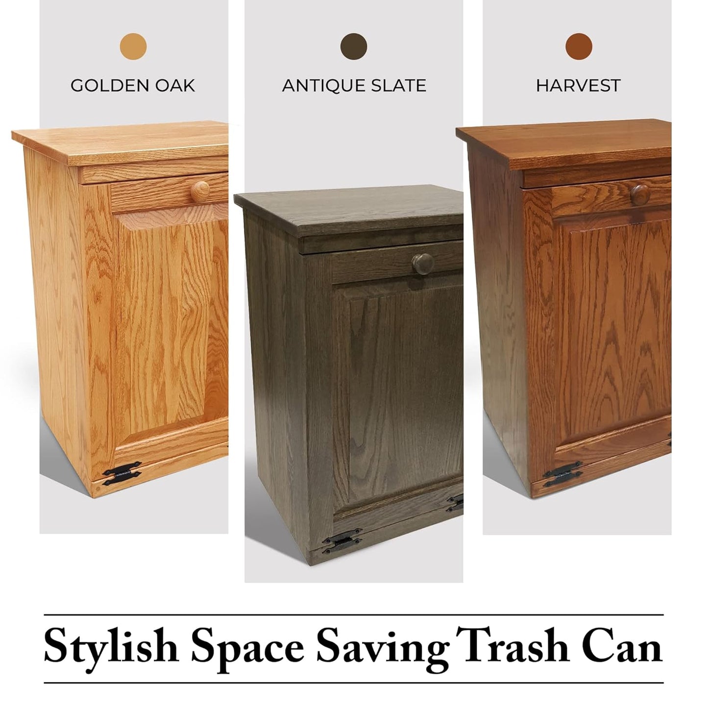 Peaceful Classics Amish Handcrafted Tilt Out Trash Cabinet | Wooden Hideaway Pull Out Garbage Can Holder (Golden Oak)