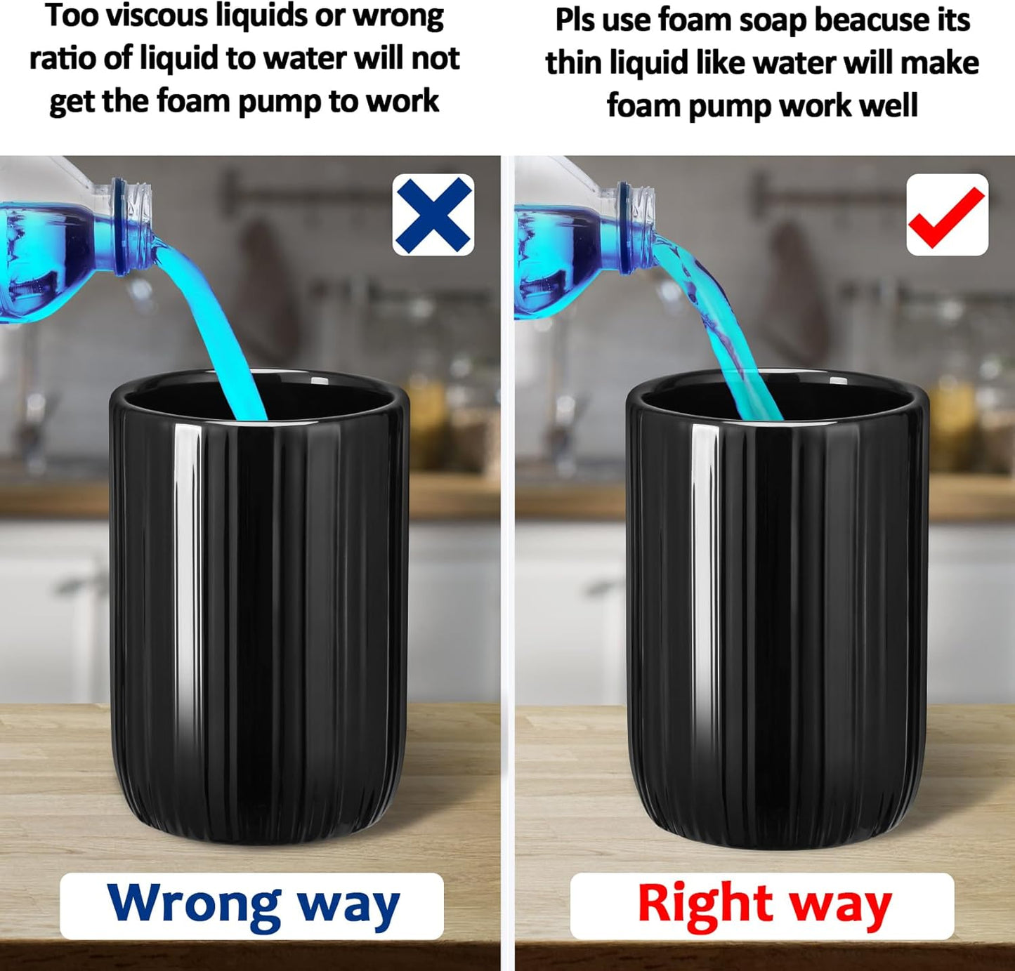 Soap Foaming Dispenser Ceramic with Easy-to-Press Pump Hand Foam Dispenser for Shampoo Bathroom Countertop 13.5 oz