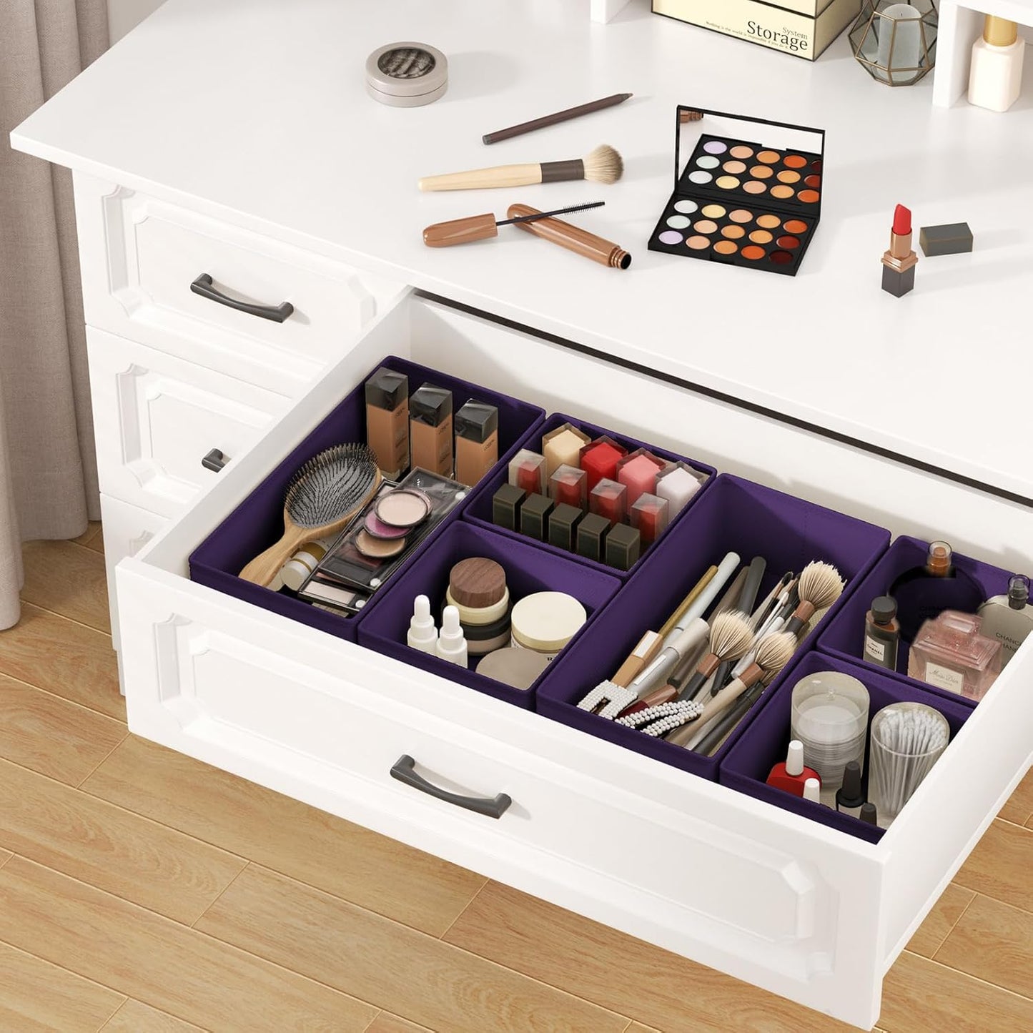 DIMJ Drawer Organizer Clothes 15 Pack - Foldable Baby Organizers and Storage & Dresser Organizer for Bedroom, Closet - Nursery Organization Dresser Dividers for underwear, Sock,Bra, Belt, Tie, Purple