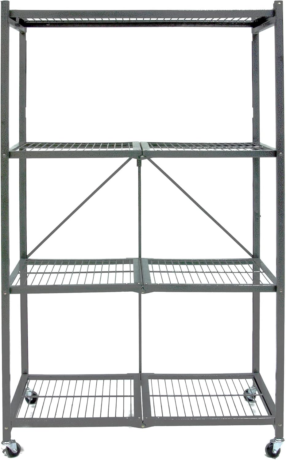 Origami R5 4-Shelf Heavy-Duty Folding Storage Rack, Pewter - Large Foldable Metal Shelving Unit with Wheels for Garage, Pantry, Basement, Laundry Room or Warehouse