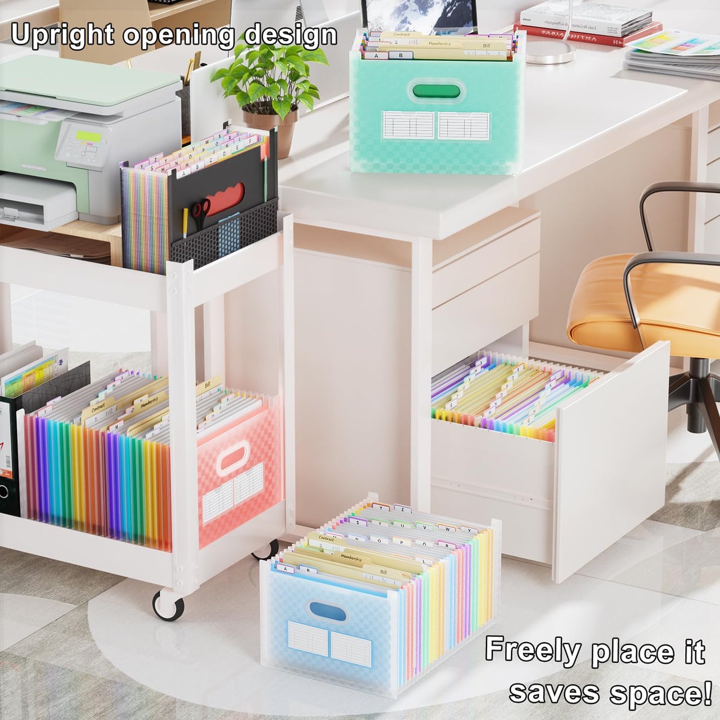 ThinkTex 26 Pockets Expanding File Folder, Upright & Open Top, A-Z Colorful Tabs, Larger Capacity Accordian Folder, Letter/A4 Size for School, Home and Office - Pink