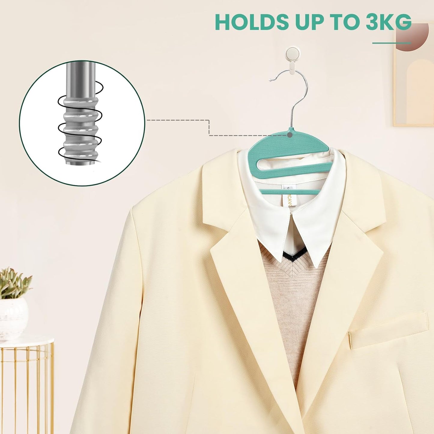 Heavy Duty Plastic Hangers 50 Pack with Non-Slip Design,0.2 Inches Thick,360°Swivel Hook Space Saving Organizer for Bedroom Closet,Shirts,Pants,Strong Enough for Coat(Dusty Blue- S Shaped)