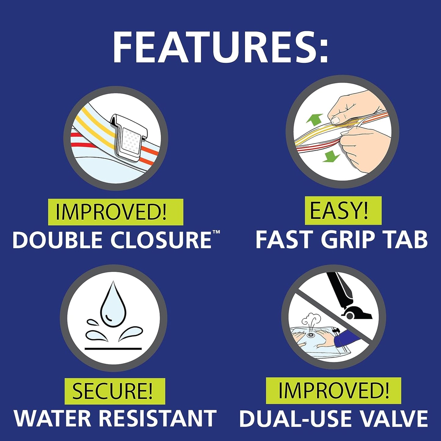 Hefty Shrink-Pak Vacuum Storage Bags - Space Saver for Under Bed Storage, Clothing and Comforters, Odor Resistant, 3X More Storage Space - 3 XL Cubes Bags