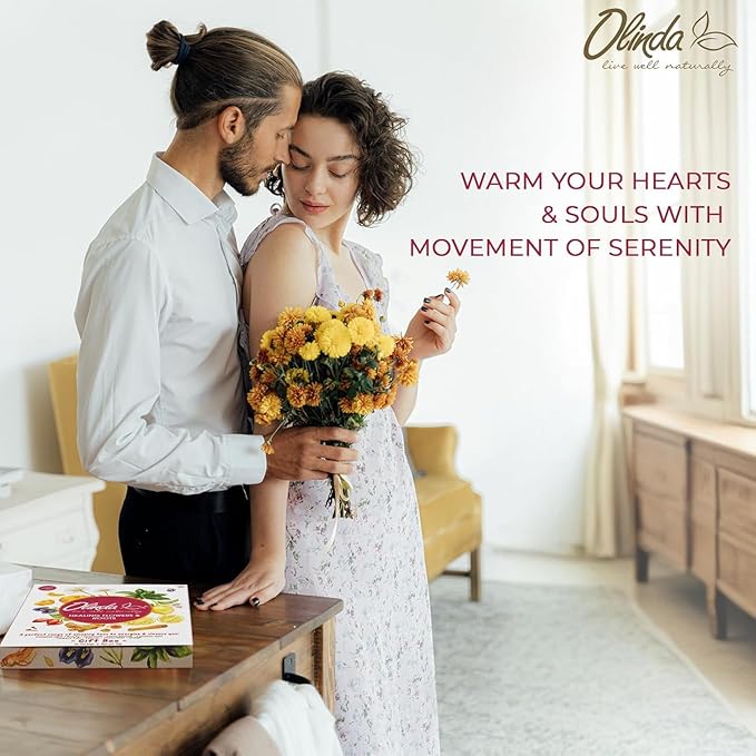 Olinda Healing Flowers & Roots Gift Box Natural Caffeine Free Tea Organic Herbal Tea Bags Healthy Beauty Tea Wellness Stress Relief Tea Sampler Gift Set Premium 9 Vareity Individually Wrapped 45 Tea Bags 1 Tea Gift Box for Women