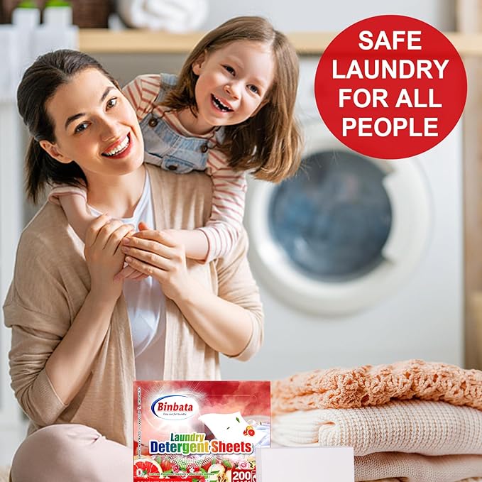 Laundry Detergent Sheets, 200 Loads Scarlet Encounter Scent Hypoallergenic Eco Laundry Sheets, Biodegradable Plastic Free Liquidless Laundry Sheets Detergent Suitable for Sensitive Skin