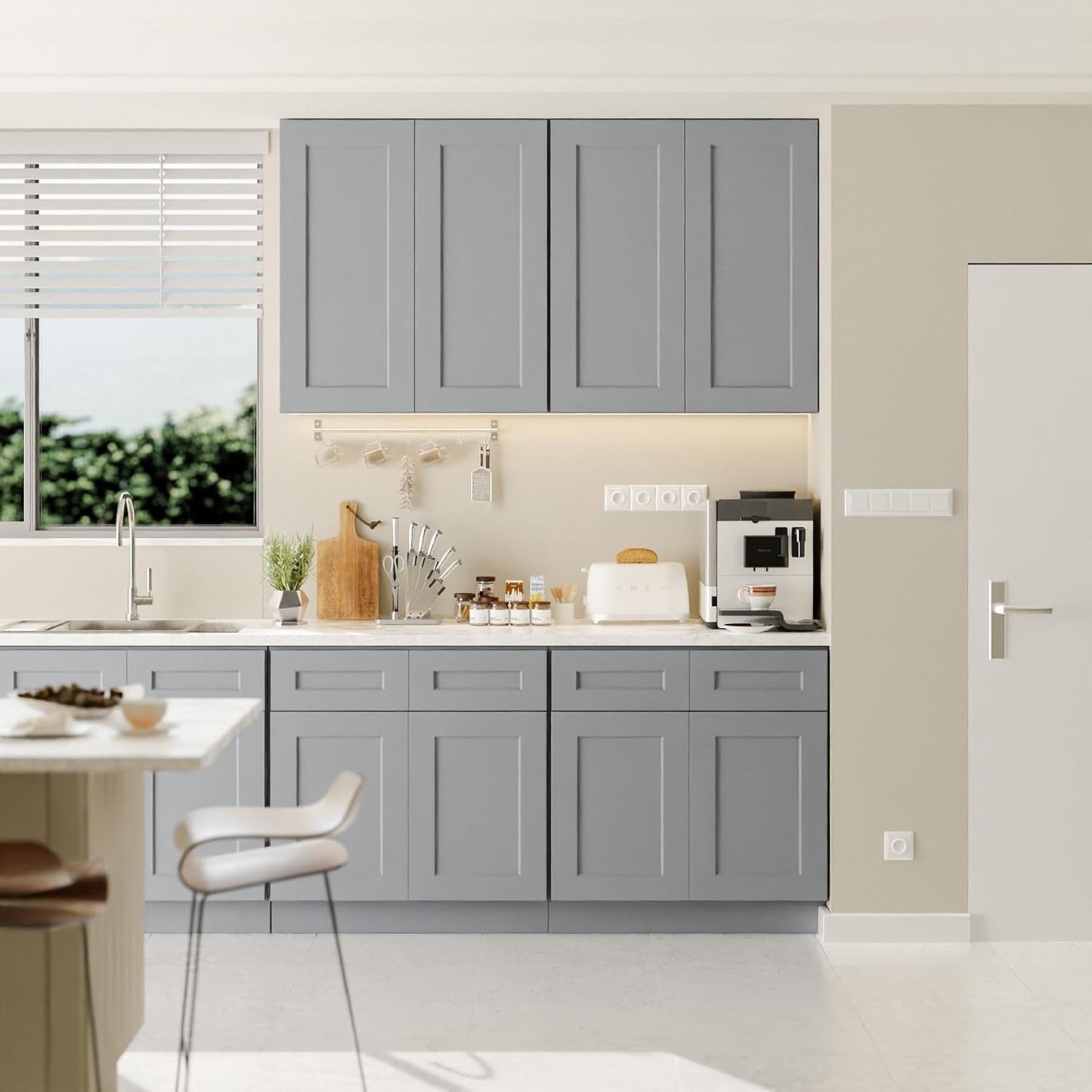 33 Inch Laundry Room Cabinets Wall Mounted, Solid Wood Over The Toilet Storage Cabinet, Bathroom Organizer Cabinets with 2 Door & Shelves, Easy to Assemble for Kitchen, Garage - Dark Gray