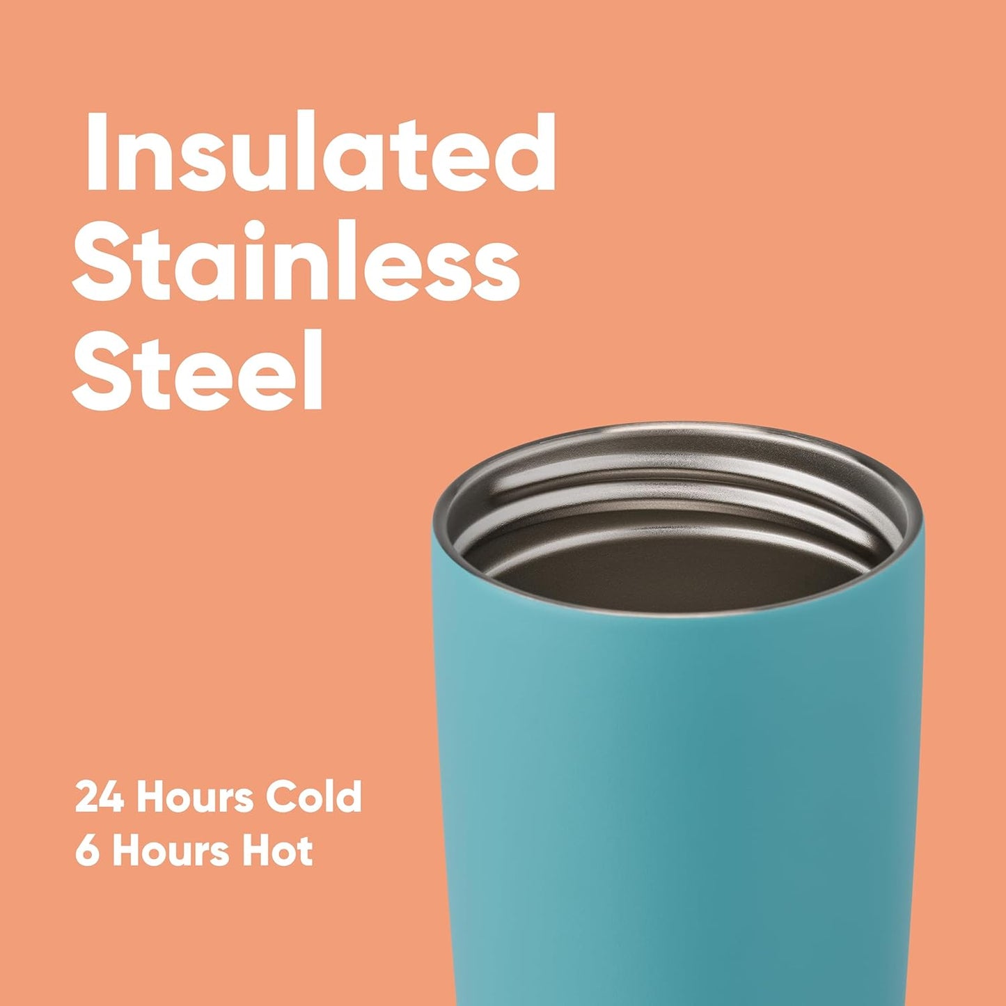 Owala SmoothSip Slider Insulated Stainless Steel Coffee Tumbler, Reusable Iced Cup, Hot Coffee Travel Mug, BPA Free 20 oz, Grey/Blue (Beachy Breeze) (Pack of 8)