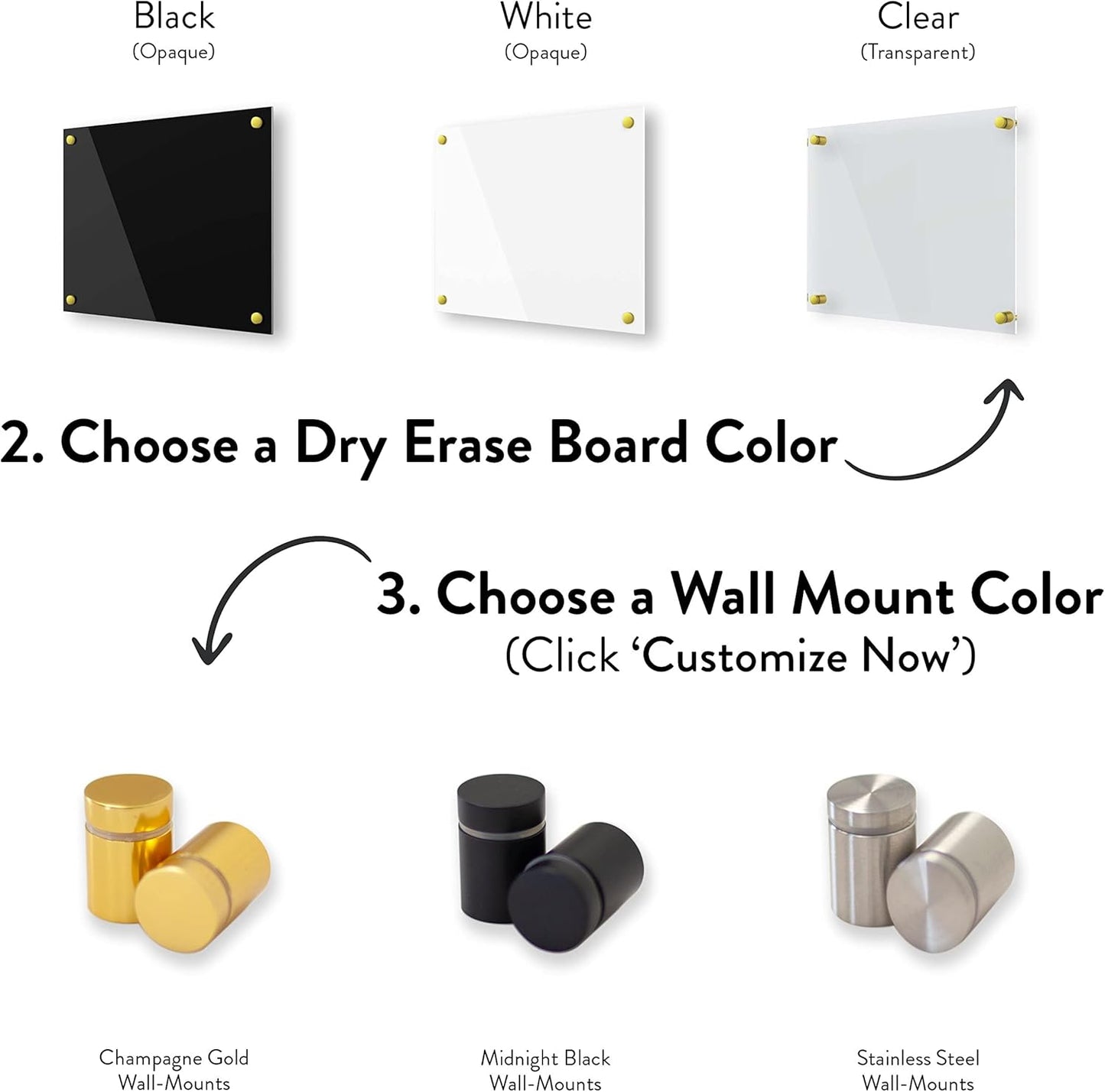 Acrylic Dry Erase Board for Wall with Stylish Border - Shipped Next Day, Made in USA, Non-Magnetic Whiteboard, Wall Mounted Board, Easy to Clean (Black - 11x14)