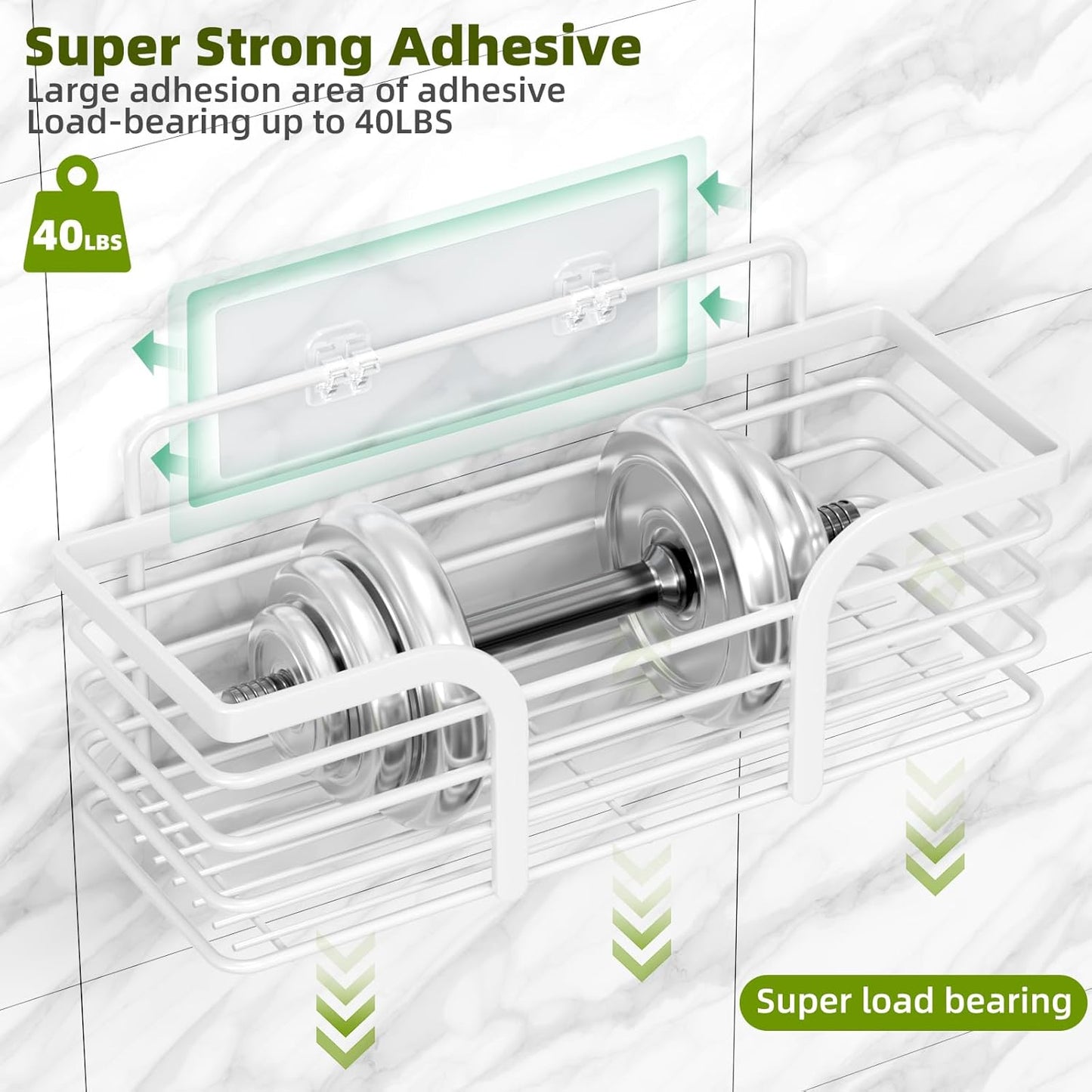 Yougai Bathroom Vanity Tray, Countertop and Vanity Tray and soap holder, 3pack Shower Caddy, No Drilling,Rustproof Adhesive Shower Organizer Shelves for Inside Shower, White Bathroom Tray Soap Tray