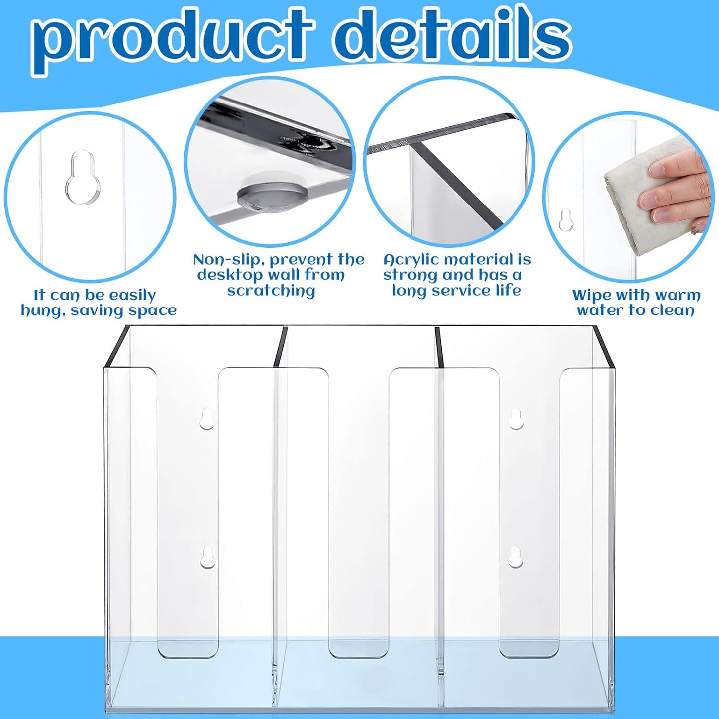 Cunhill 3 Compartments Acrylic Coffee Cup Dispenser Organizer Paper Cup Lid Sleeve Holder Organizer Coffee Shop Supplies Holder Storage for Counter Wall(Clear)