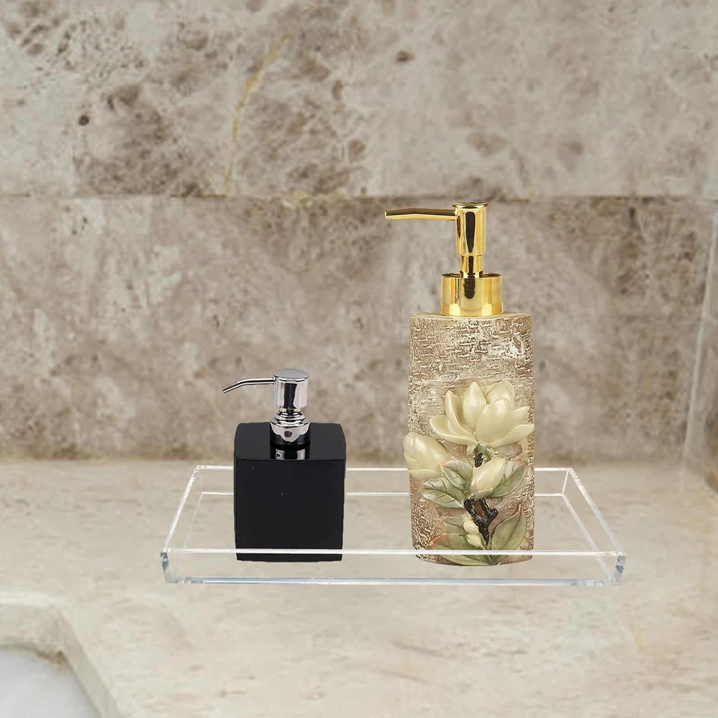 Bigfety Acrylic Vanity Tray for Organizing, Clear Bathroom Trays for Counter, Desk, Dresser