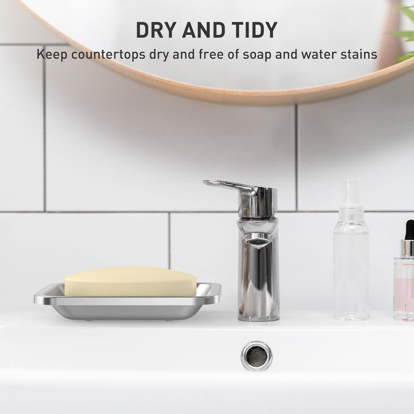 Stainless Steel Soap Dish, Large Double-Layer Draining Soap Holder, Metal Soap Dish for Bathroom, Shower, Kitchen and Sink Countertops