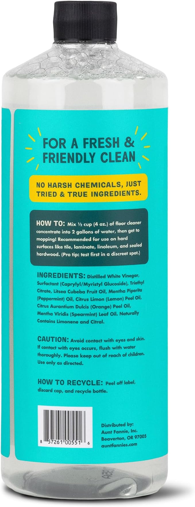 Aunt Fannie's Ultra Concentrated Floor Cleaner Vinegar Wash, Multi-Surface Solution For Mopping, Makes 16 Gallons, Bright Lemon Scent, 32 oz. (Pack of 3)