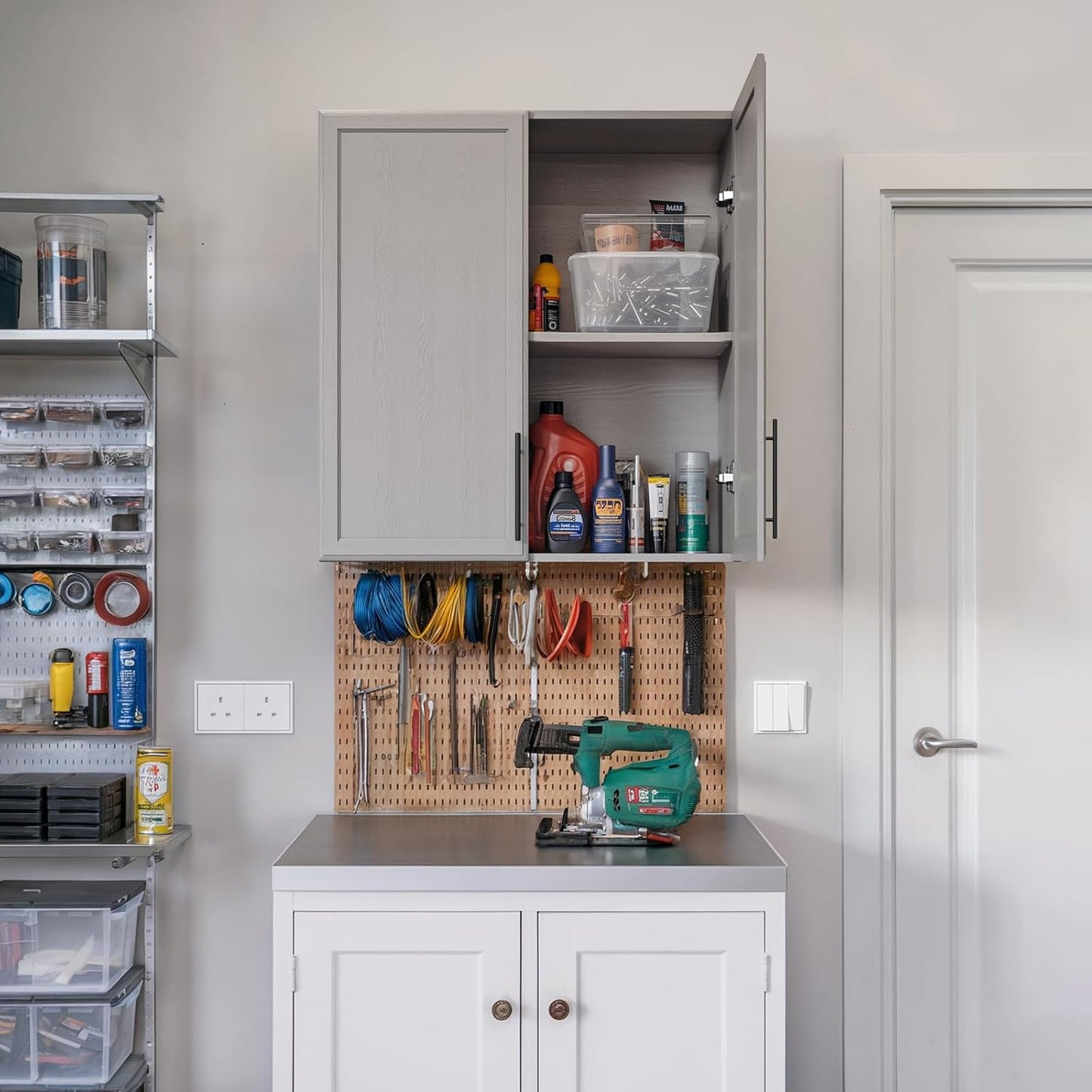 FIMELLO 30" Laundry Room Cabinets Wall Mounted, Wall Cabinets for Laundry Room, Kitchen Wall Cabinet with Adjustable Shelves,Shaker Wall Cabinet for Bathroom, Ashen Gray