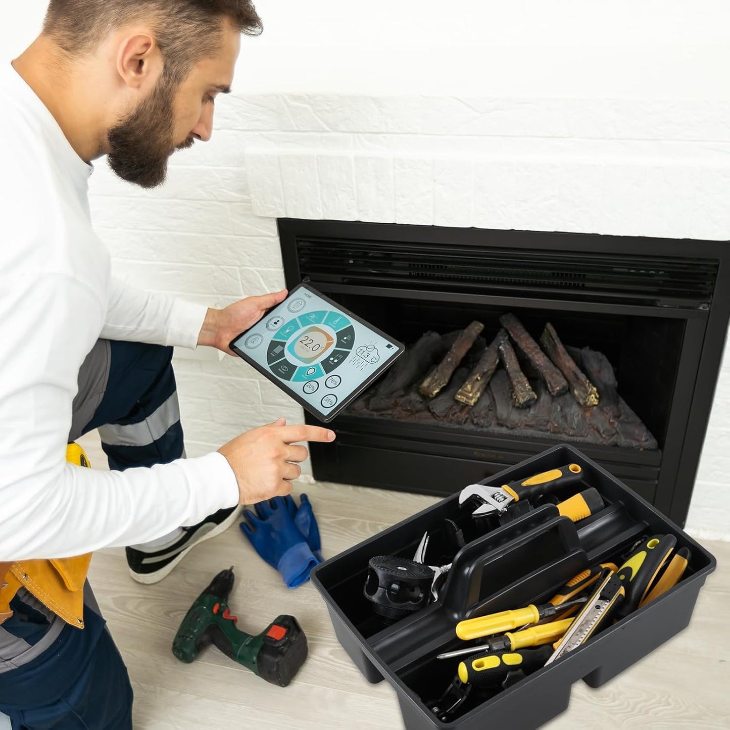 6 Packs Plastic Cleaning Caddy Organizer with Handle, 3-Compartment Portable Plastic Cleaning Caddies