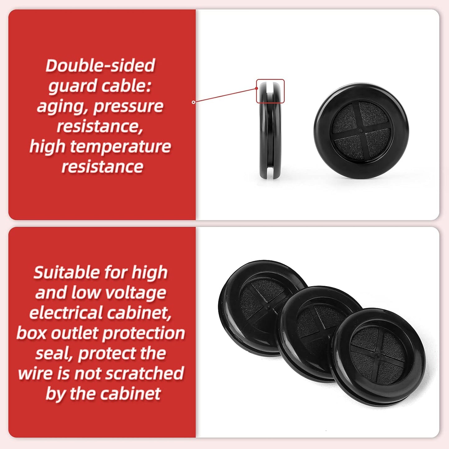 30Pcs 1-1/2" Rubber Grommet, Drill Hole Firewall Hole Plugs Wire Protection, Rubber Plugs for Holes Assorted Sizes with Cable Sticky Tape and Small Tool