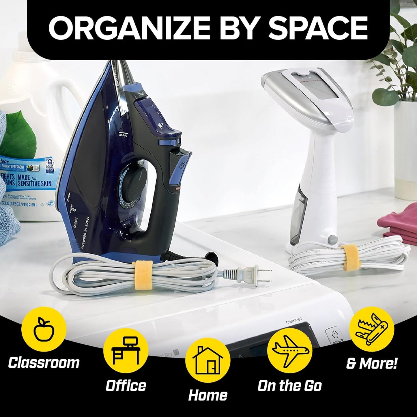 Self-Gripping Cable Ties by Wrap-It Storage, Macaron, 40 Pack (5 Inch and 8 Inch Straps) – Reusable Hook and Loop Cord Wraps for Home Office Desk Organization