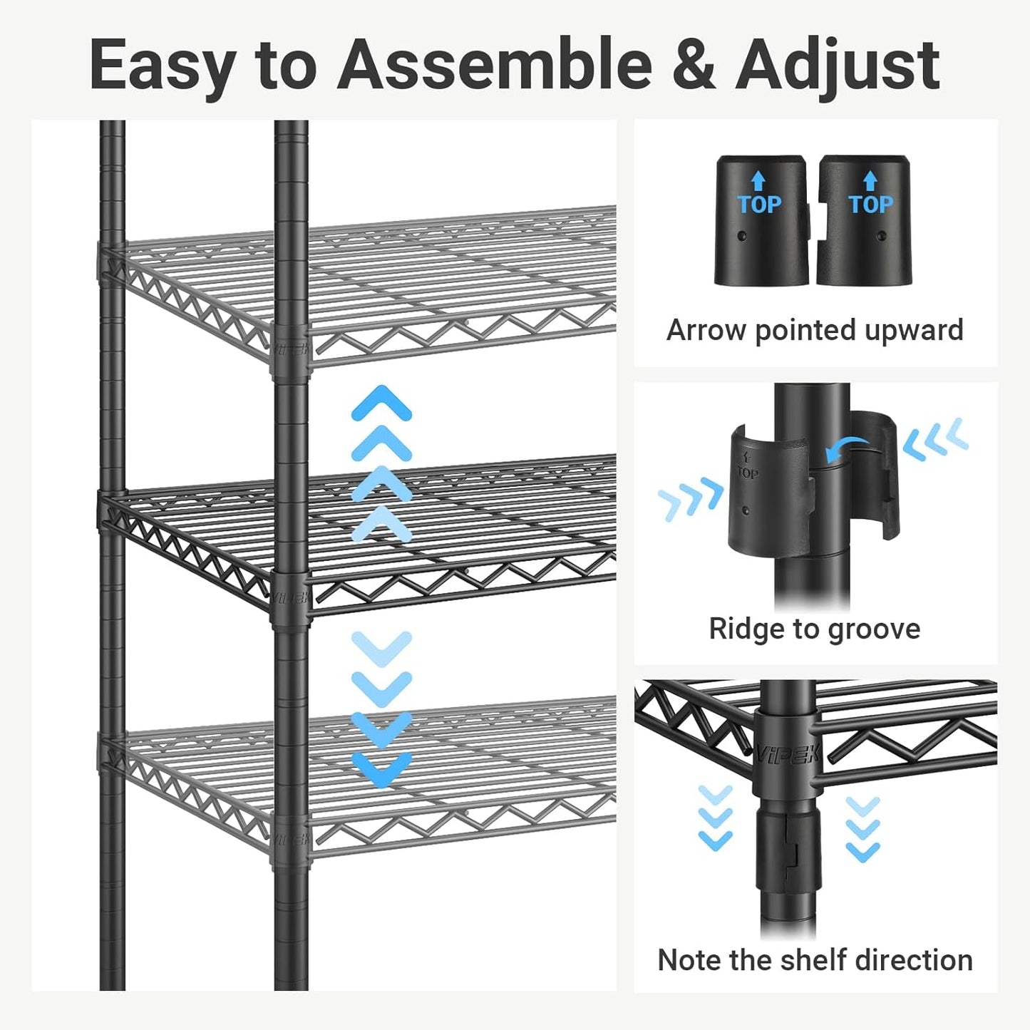 VIPEK V4 Heavy Duty Clothing Rack for Hanging Clothes 810lbs Load Capacity, Double Rod Garment Rack with Adjustable Shelves & Side Hooks, Metal Wardrobe Closet System Easy to Assemble, (Black)