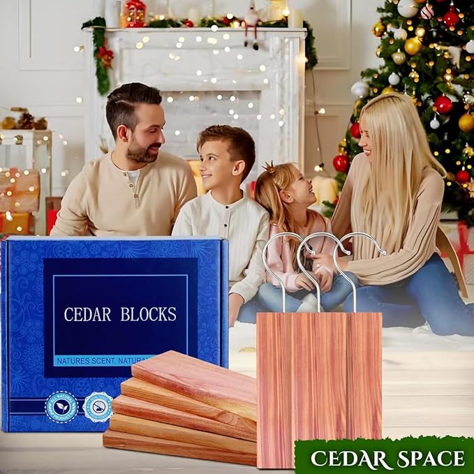 Cedar Space Cedar Blocks for Clothes Storage, 18 Pack Cedar Hang Ups, 100% Natural Cedar Wood for Closet Planks, Aromatic Red Ceder Blocks, Cedar Planks, Cedar Accessories for Closets Storage