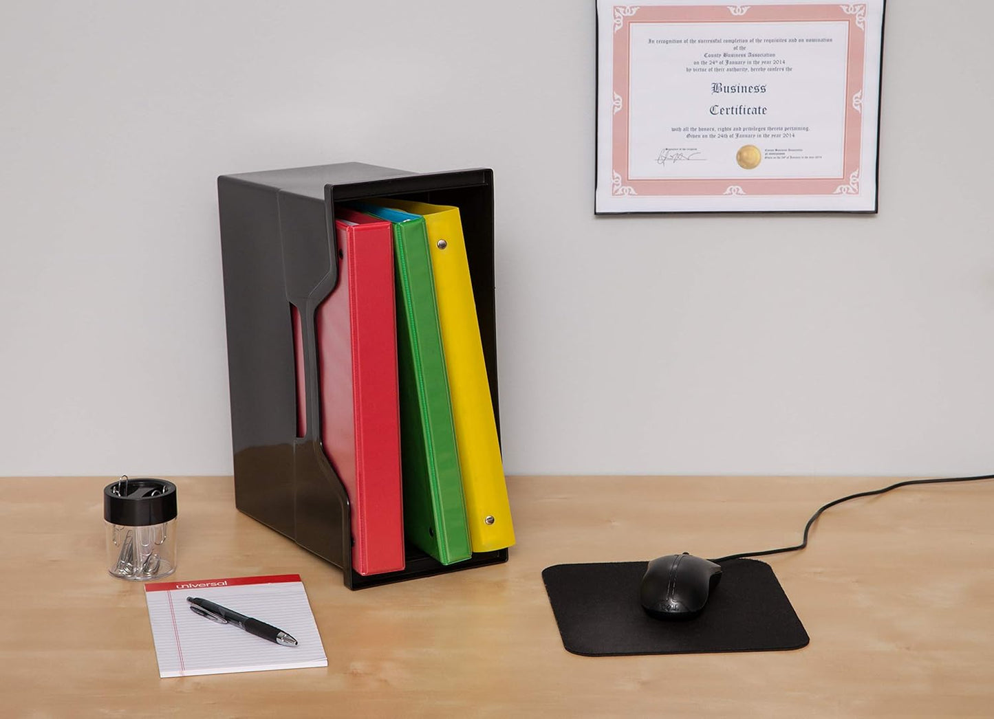 IRIS USA Medium Portable Desktop File Box with Open Lid, 6 Pack, Side Handles, Tabs & Inserts, Hanging File Folders, Letter-Size File Magazine Newspaper Mail Document Notebook, Black