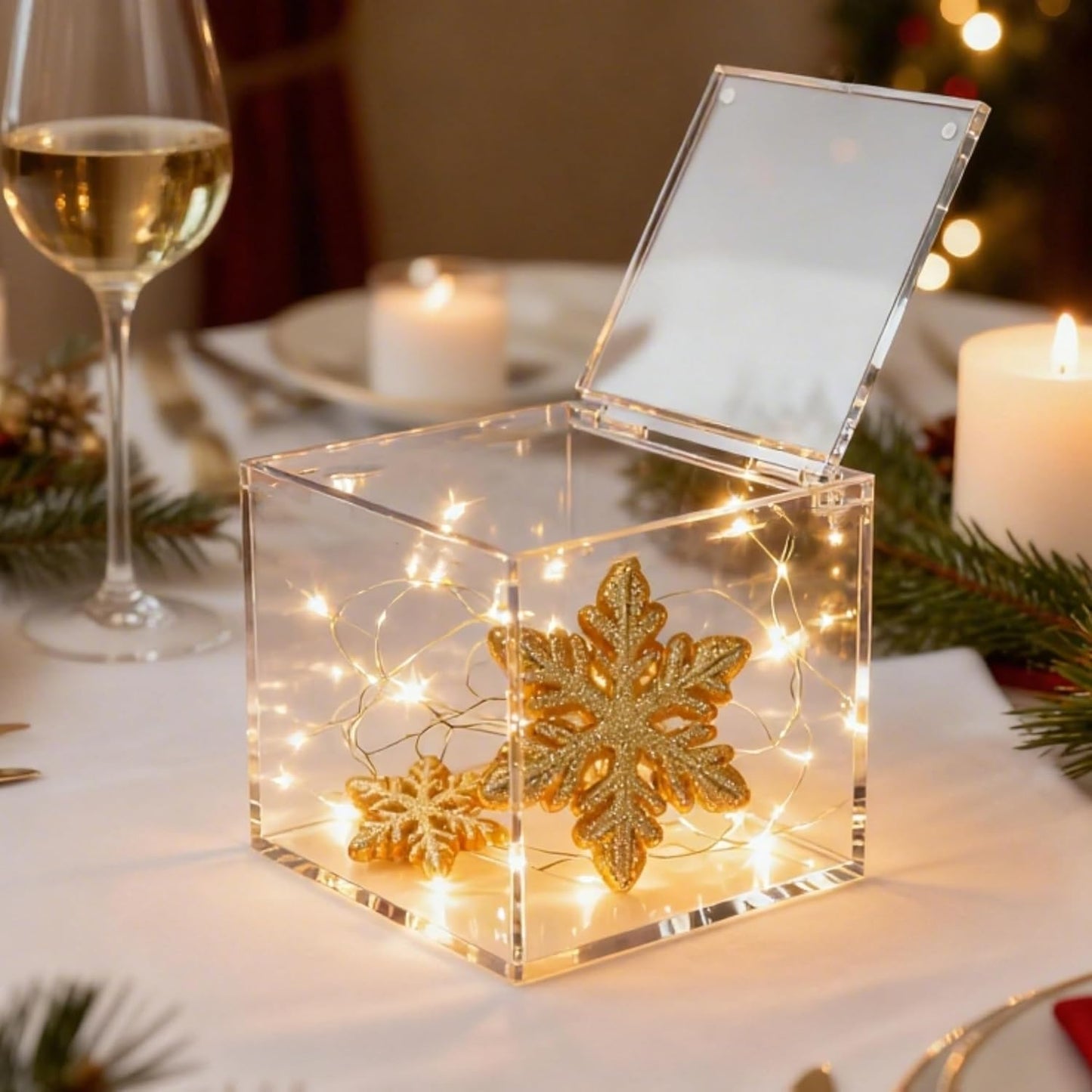 KissYou Acrylic Hinged Lid Box Plastic Display Box with Lid Small Multipurpose Storage Box for Keepsakes, Jewelry,Candy Acrylic Square Cube