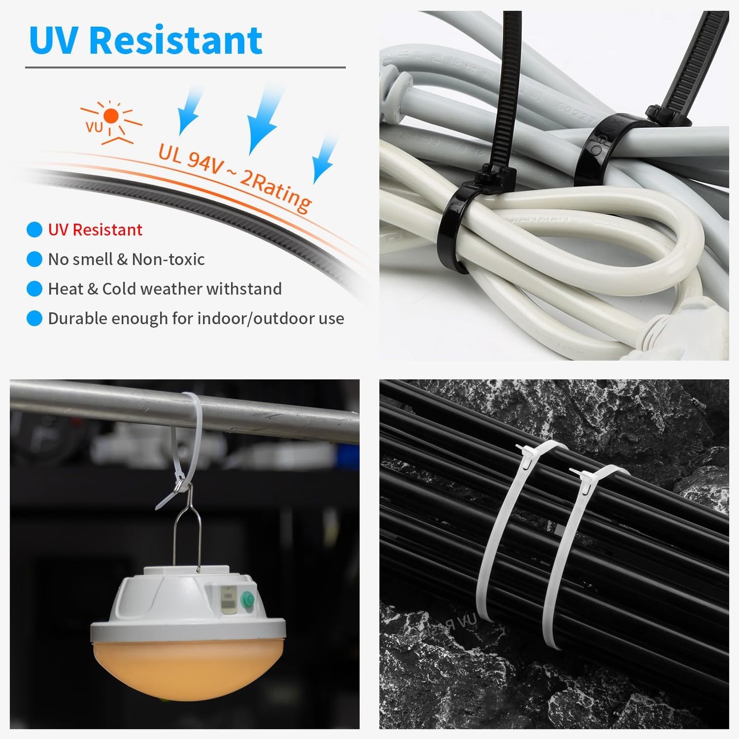 16 Inch Recoverable Reusable Zip Ties, 100PCS Black Zip Ties, Outdoor 120 lb. Small Cable Ties, Small Releasable Plastic Ties, Removable Wire Ties for Wire Management Outdoor Patio