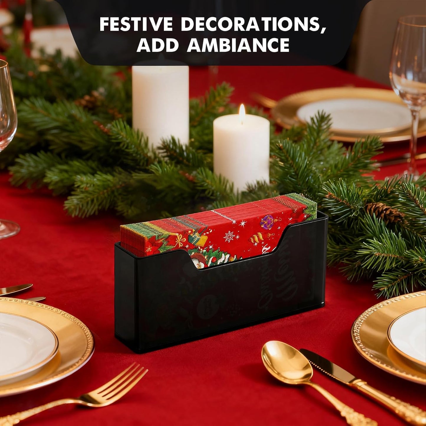 Acrylic Guest Towel Holder for Bathroom, Clear Waterproof Splashing Vertical Napkin Holder for Kitchen, Disposable Hand Towel Holder, Modern Dining Table Napkin Tray for Home, Hotel, Office-Black