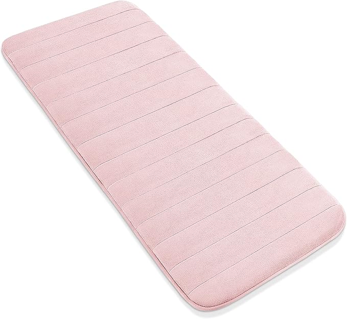 Yimobra Bathroom Runner 55"x24", Non Slip Memory Foam Bath Mat, Super Soft Water Absorbent Hallway Carpet, Machine Washable Rug for Vanity Tub Shower, Pink