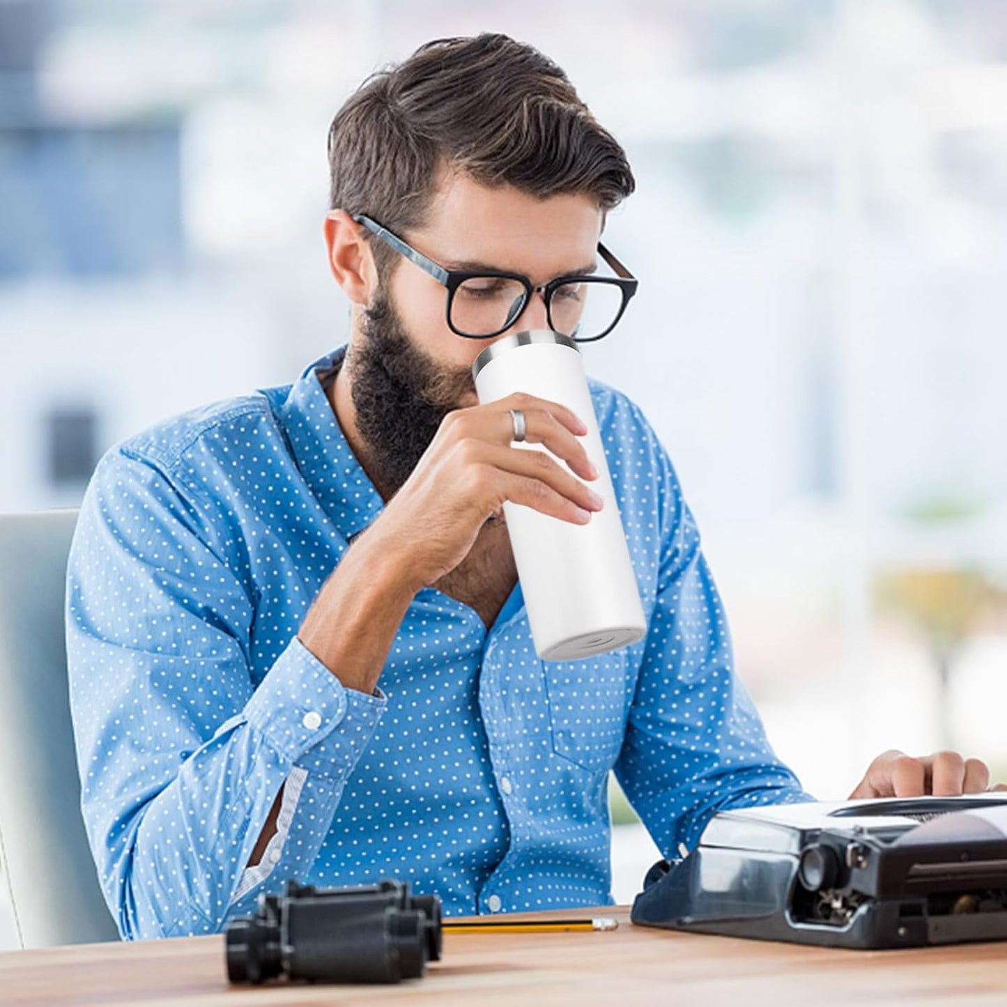 20 oz Skinny Tumbler with Lid and Straw,Stainless Steel Vacuum Insulated Tumbler Cup Double Wall Leak-proof Coffee Mug,Travel Thermal Water Tumbler for Home,Office,Outdoor(White,1)