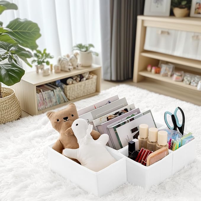 Criusia Drawer Organizer Clothes, 21 Pack Dresser Organizer for Baby Clothes, Underwear, Sock- Foldable Closet Organization and Storage Dividers Bins for Nursery, Bedroom (White)