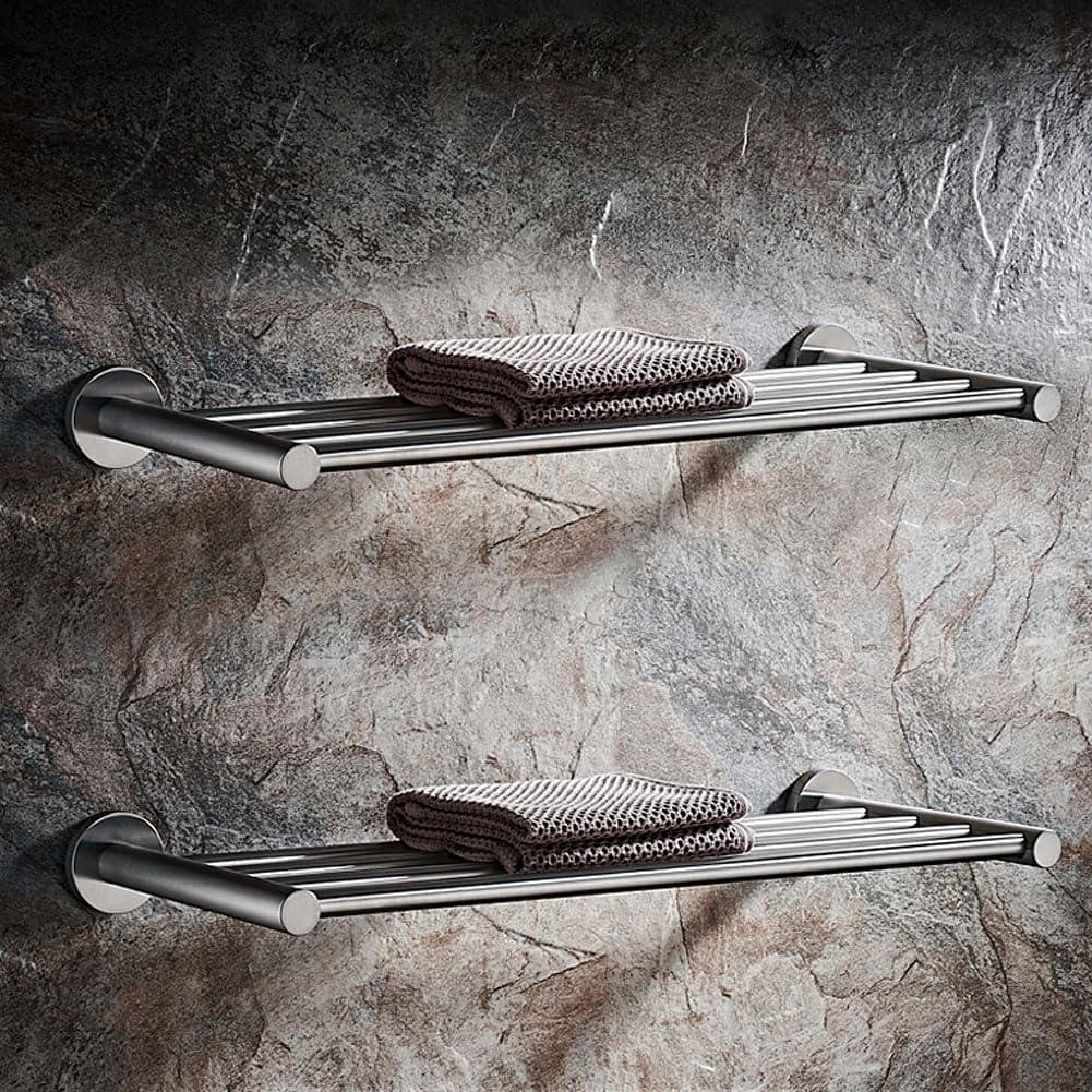 30 Inch Bathroom Towel Rack, Hotel Style Towel Racks for Bathroom Wall Mounted, Modern Towel Bar Rack, 2-Tier Towel Shelves, Gray