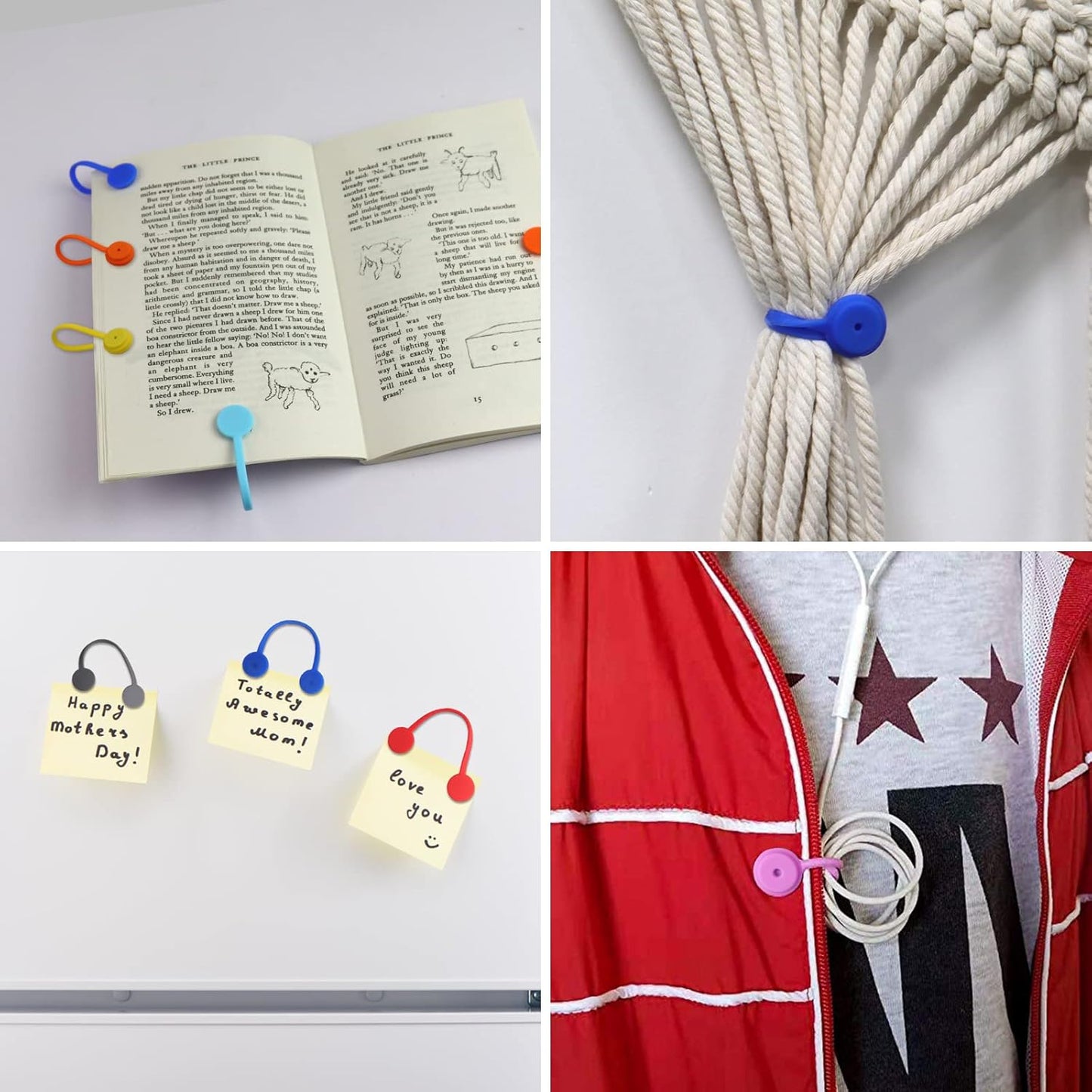 12 Pack Reusable Silicone Magnetic Cable Ties,Magnetic Cable Clips for Bundling and Organizing Headphone Cables,USB Charging Cords, Hanging & Holding,Stitching Fabric Magnetic Twist Ties