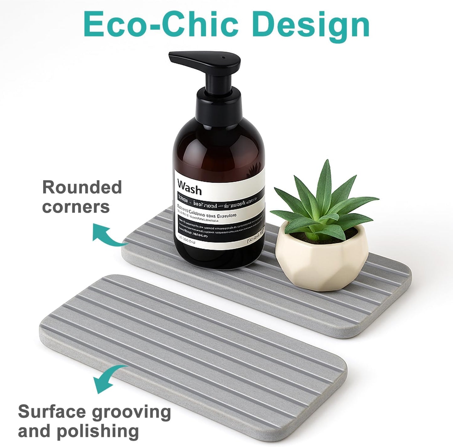 Diatomaceous Earth Dish Drying Mat for Kitchen Sink Bathroom Counter Trays Water Absorbing Stone Drying Tray Diatomite Soap Dish Coasters Absorbent Stone Quick Dry Sink Trays Kitchen Accessories