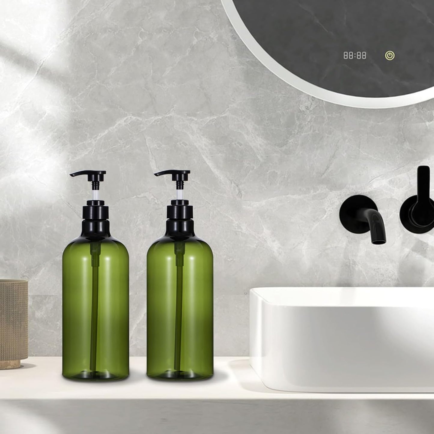 Yebeauty Pump Bottle Dispenser, 33.8oz 1000ml Refillable Shampoo Pump Bottles Empty Plastic Shower Soap Dispenser Large Liquid Containers for Conditioner Body Wash, Bathroom Kitchen, 2 Pack Green