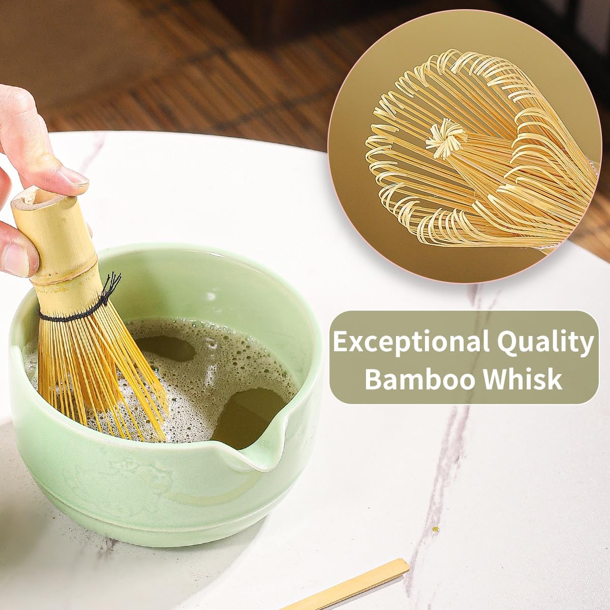 Matcha Tea Set, 5-Piece Ceramic Matcha Bowl & Whisk Kit with Cute Cat Pattern, Traditional Japanese Chawan, Scoop & Sifter, Perfect for Tea Ceremony, Gift for & Tea Lovers (green)