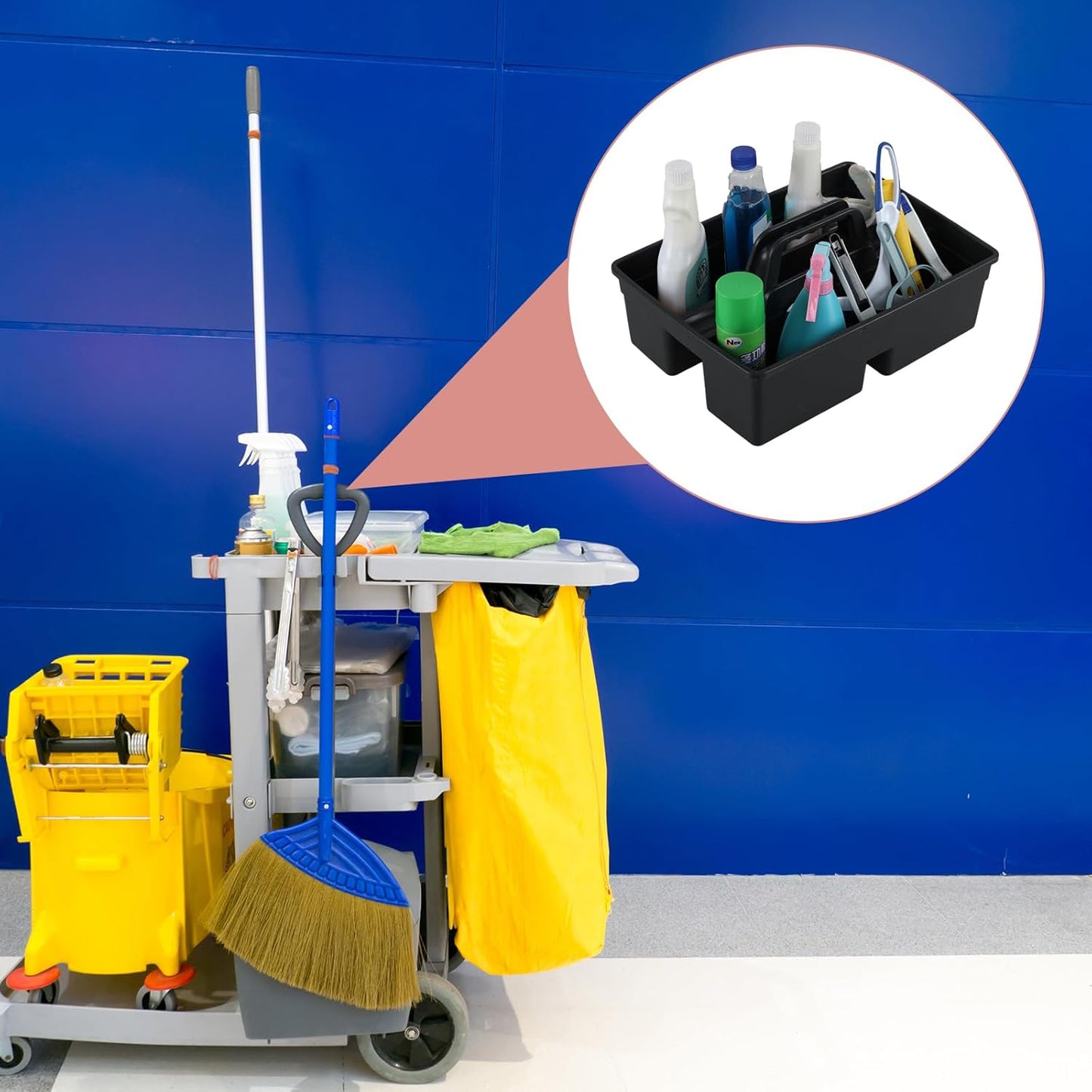 Readsky 6 Packs Plastic Cleaning Storage Caddy with Handle, 3-Compartment Cleaning Caddy, Nestable