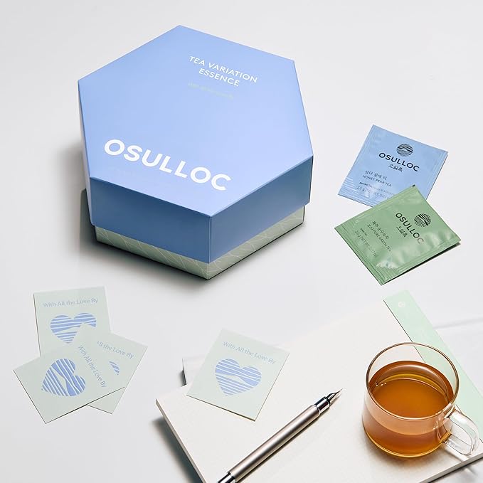 OSULLOC TEA VARIATION ESSENCE (42 Count, 6 Types x 7 ea), Christmas gift guide, Premium Tea Gift Set, Special Thank You Card attached